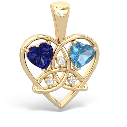 lab sapphire-blue topaz celtic heart pendant
