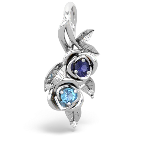 Lab Sapphire Lab Created Sapphire with Genuine Swiss Blue Topaz Rose Vine pendant Pendant