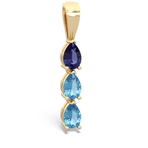 Lab Sapphire Lab Created Sapphire with Genuine Swiss Blue Topaz and Genuine Amethyst Three Stone pendant Pendant
