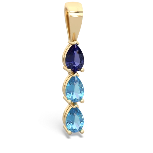 lab sapphire-blue topaz three stone pendant