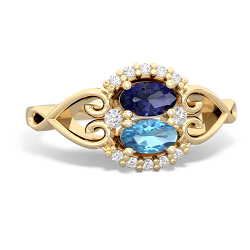 lab sapphire-blue topaz antique keepsake ring
