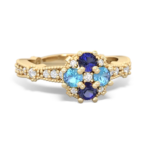 Lab Sapphire Lab Created Sapphire with Genuine Swiss Blue Topaz Milgrain Antique Style ring Ring