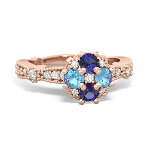 lab sapphire-blue topaz art deco engagement ring