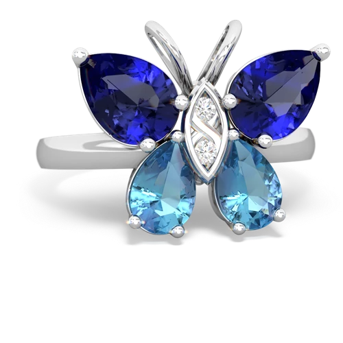 lab sapphire-blue topaz butterfly ring