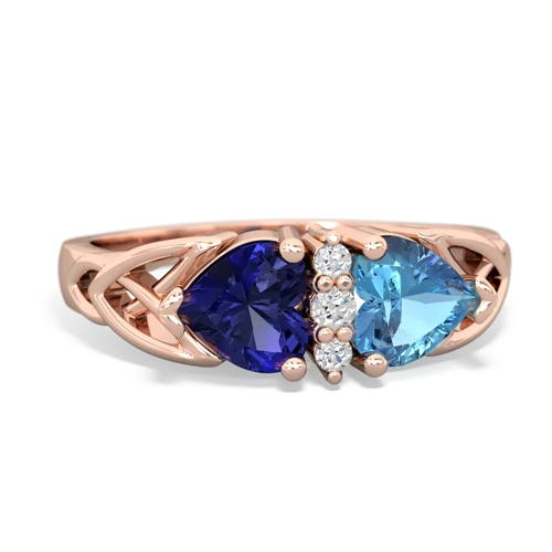 Lab Sapphire Lab Created Sapphire with Genuine Swiss Blue Topaz Celtic Trinity Knot ring Ring