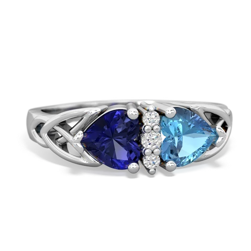 lab sapphire-blue topaz celtic ring
