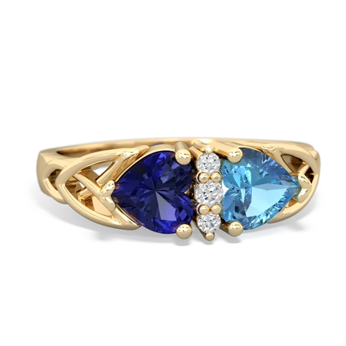 lab sapphire-blue topaz celtic ring