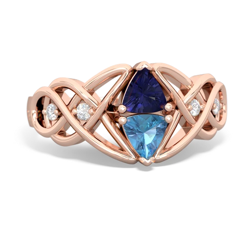 Lab Sapphire Lab Created Sapphire with Genuine Swiss Blue Topaz Keepsake Celtic Knot ring Ring