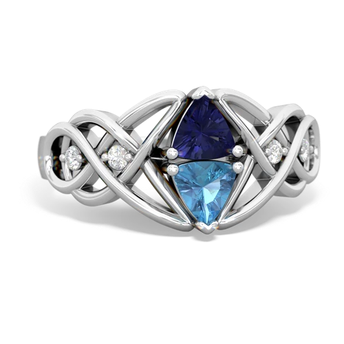 lab sapphire-blue topaz celtic knot ring