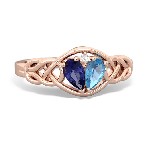 Lab Sapphire Lab Created Sapphire with Genuine Swiss Blue Topaz Celtic Love Knot ring Ring