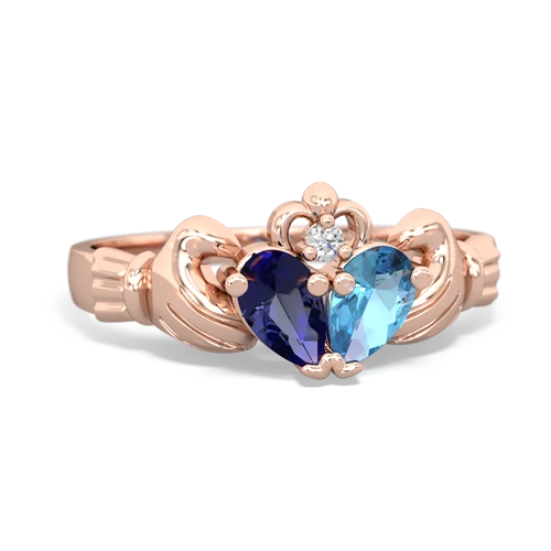 Lab Sapphire Lab Created Sapphire with Genuine Swiss Blue Topaz Claddagh ring Ring