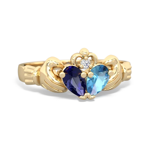 lab sapphire-blue topaz claddagh ring