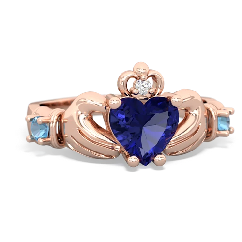 Lab Sapphire Lab Created Sapphire with Genuine Swiss Blue Topaz and Genuine Amethyst Claddagh ring Ring
