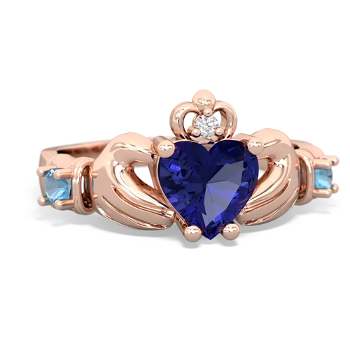 lab sapphire-blue topaz claddagh ring