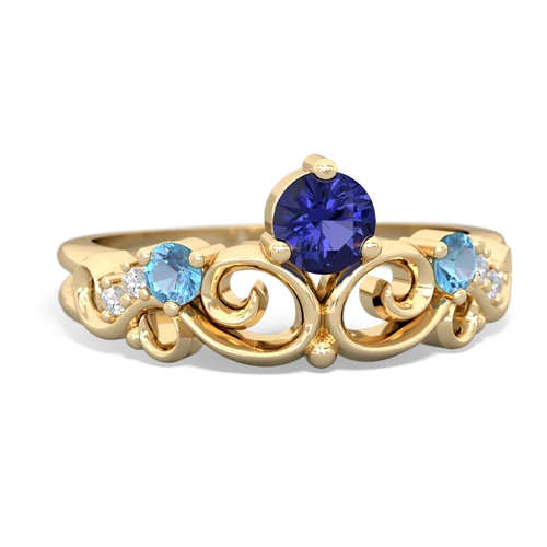 Lab Sapphire Lab Created Sapphire with Genuine Swiss Blue Topaz and  Crown Keepsake ring Ring