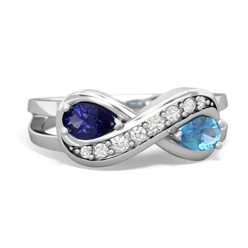 lab sapphire-blue topaz diamond infinity ring