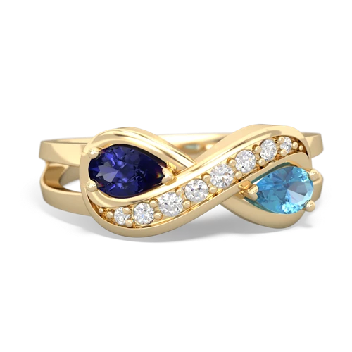Lab Sapphire Lab Created Sapphire with Genuine Swiss Blue Topaz Diamond Infinity ring Ring