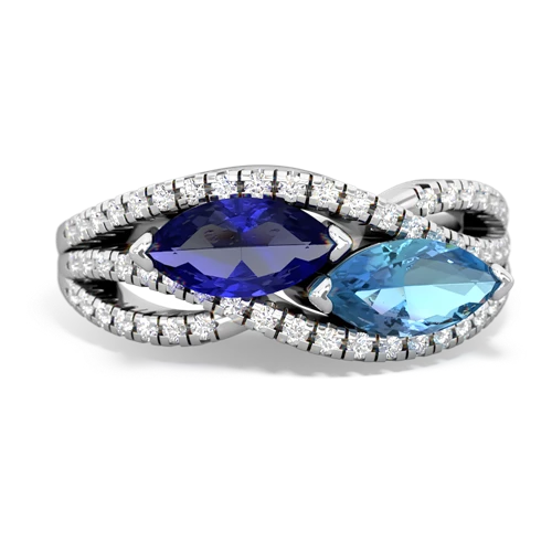Lab Sapphire Lab Created Sapphire with Genuine Swiss Blue Topaz Diamond Rivers ring Ring
