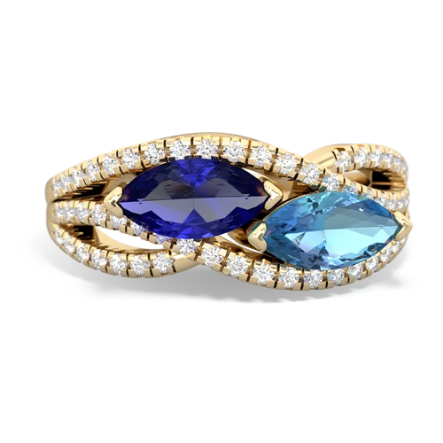 Lab Sapphire Lab Created Sapphire with Genuine Swiss Blue Topaz Diamond Rivers ring Ring