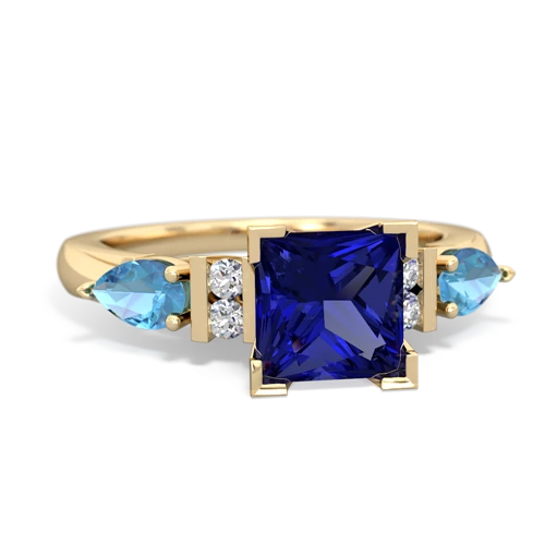 Lab Sapphire Lab Created Sapphire with Genuine Swiss Blue Topaz and Lab Created Sapphire Engagement ring Ring