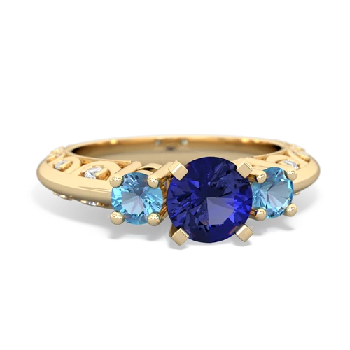 Lab Sapphire Lab Created Sapphire with Genuine Swiss Blue Topaz Art Deco ring Ring
