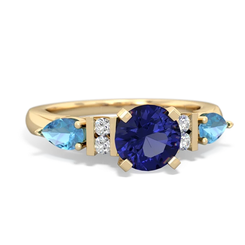 Lab Sapphire Lab Created Sapphire with Genuine Swiss Blue Topaz and Genuine Aquamarine Engagement ring Ring