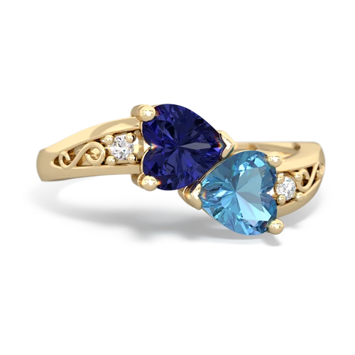 lab sapphire-blue topaz filligree ring