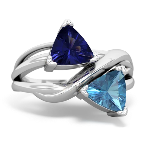 Lab Sapphire Lab Created Sapphire with Genuine Swiss Blue Topaz Split Band Swirl ring Ring