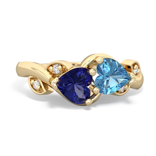 Lab Sapphire Lab Created Sapphire with Genuine Swiss Blue Topaz Floral Elegance ring Ring