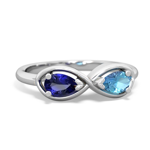 lab sapphire-blue topaz infinity ring