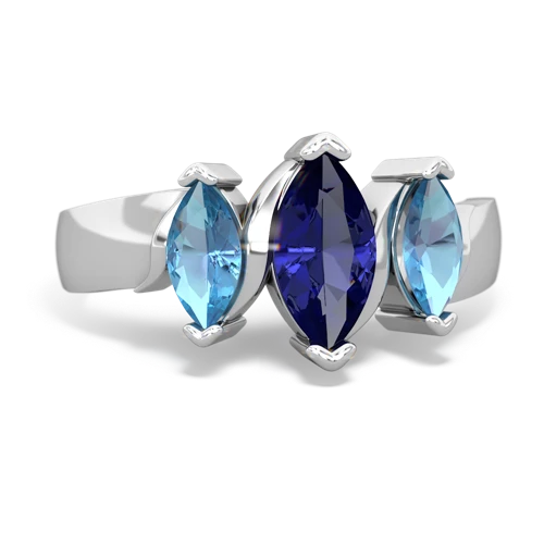 Lab Sapphire Lab Created Sapphire with Genuine Swiss Blue Topaz and Lab Created Sapphire Three Peeks ring Ring