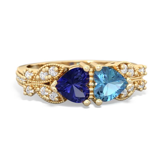 Lab Sapphire Lab Created Sapphire with Genuine Swiss Blue Topaz Diamond Butterflies ring Ring