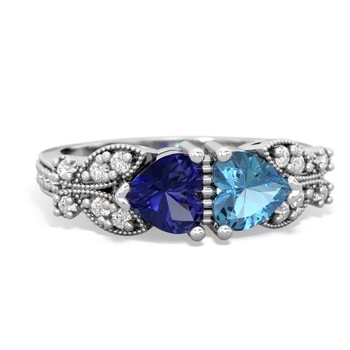 lab sapphire-blue topaz keepsake butterfly ring