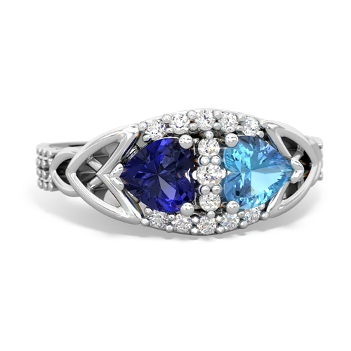 Lab Sapphire Lab Created Sapphire with Genuine Swiss Blue Topaz Celtic Knot Engagement ring Ring