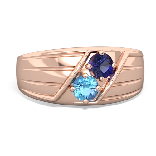 Lab Sapphire Lab Created Sapphire with Genuine Swiss Blue Topaz Art Deco Men's ring Ring