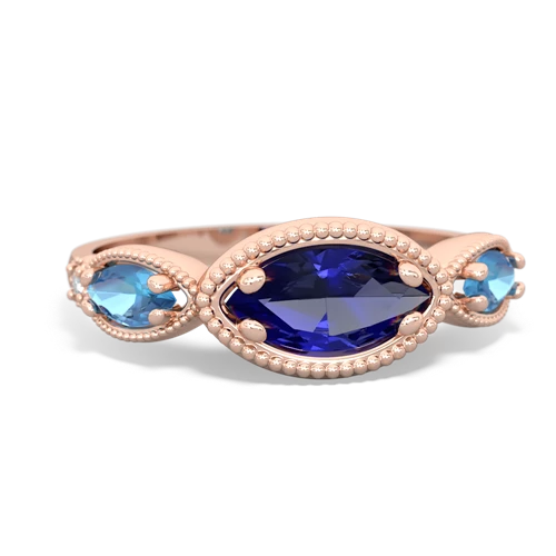 Lab Sapphire Lab Created Sapphire with Genuine Swiss Blue Topaz and  Antique Style Keepsake ring Ring