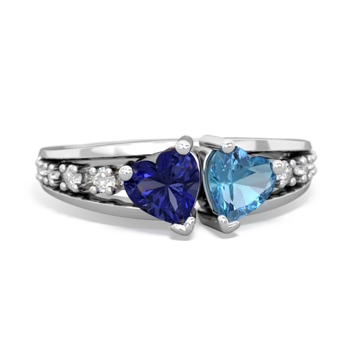 Lab Sapphire Lab Created Sapphire with Genuine Swiss Blue Topaz Heart to Heart ring Ring