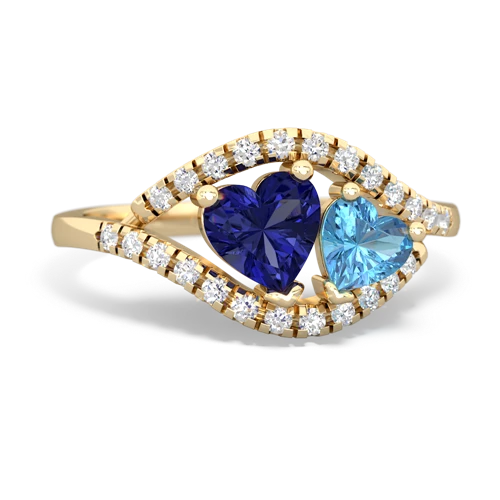 lab sapphire-blue topaz mother child ring