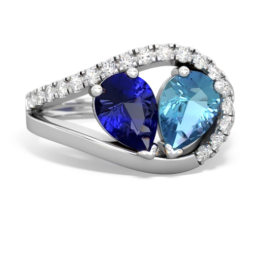 lab sapphire-blue topaz pave heart ring