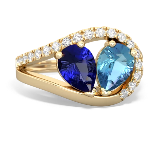 Lab Sapphire Lab Created Sapphire with Genuine Swiss Blue Topaz Nestled Heart Keepsake ring Ring