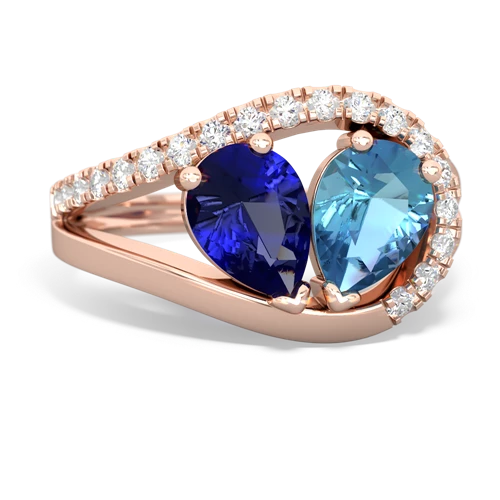 lab sapphire-blue topaz pave heart ring