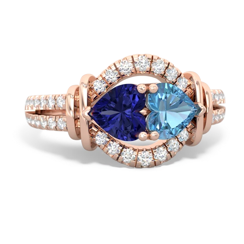 Lab Sapphire Lab Created Sapphire with Genuine Swiss Blue Topaz Art-Deco Keepsake ring Ring