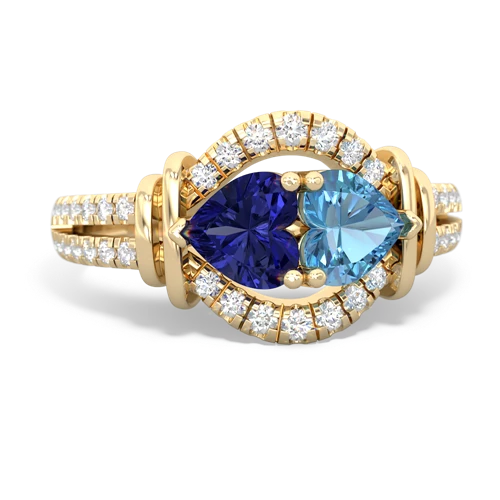 lab sapphire-blue topaz pave keepsake ring