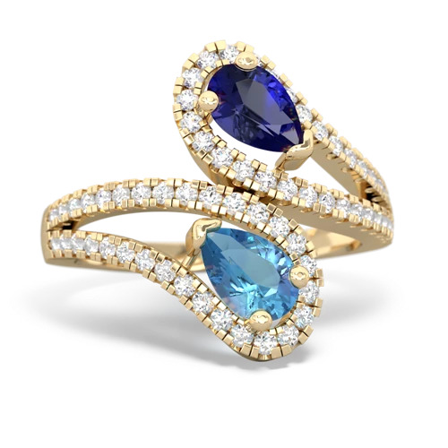 Lab Sapphire Lab Created Sapphire with Genuine Swiss Blue Topaz Diamond Dazzler ring Ring