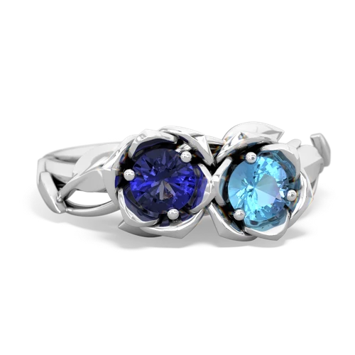 lab sapphire-blue topaz roses ring