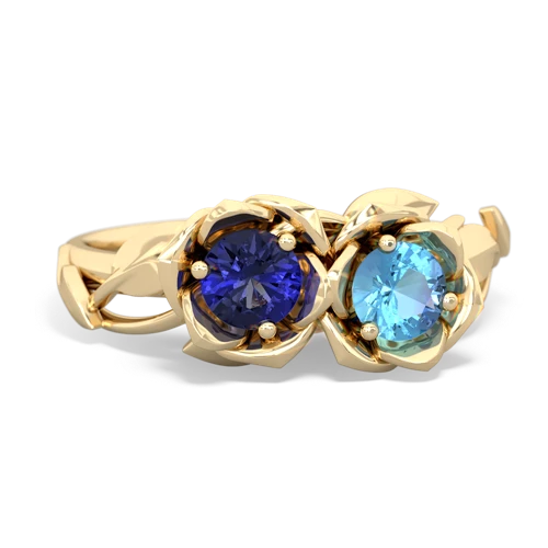 Lab Sapphire Lab Created Sapphire with Genuine Swiss Blue Topaz Rose Garden ring Ring