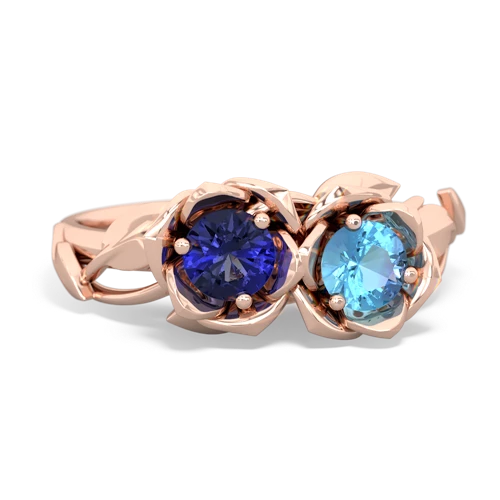 lab sapphire-blue topaz roses ring