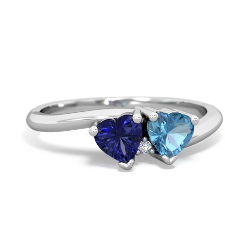 Lab Sapphire Lab Created Sapphire with Genuine Swiss Blue Topaz Sweetheart's Promise ring Ring