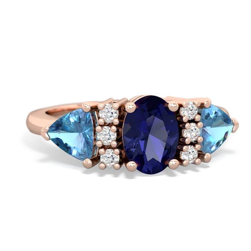Lab Sapphire Lab Created Sapphire with Genuine Swiss Blue Topaz and Genuine Aquamarine Antique Style Three Stone ring Ring