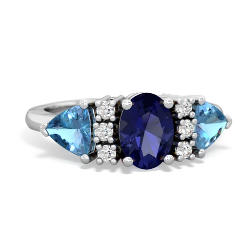 Lab Sapphire Lab Created Sapphire with Genuine Swiss Blue Topaz and  Antique Style Three Stone ring Ring